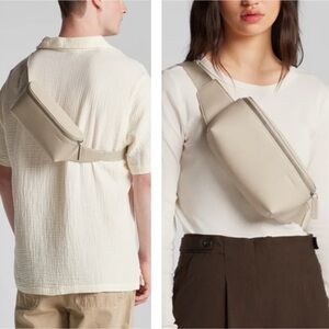 Monos Vegan Leather Ivory Metro Sling Adjustable Crossbody Belt Bag